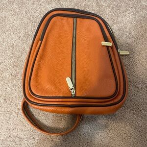 Valentina Tangerine Leather Shoulder Bag